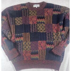 Mondo Di Marco Sweater Unisex Medium Multicolor Geometric Knit Pullover Italy